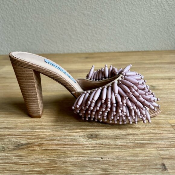 Charles David HOTTIE SANDAL size 9 beaded block heel slide - Picture 3 of 13